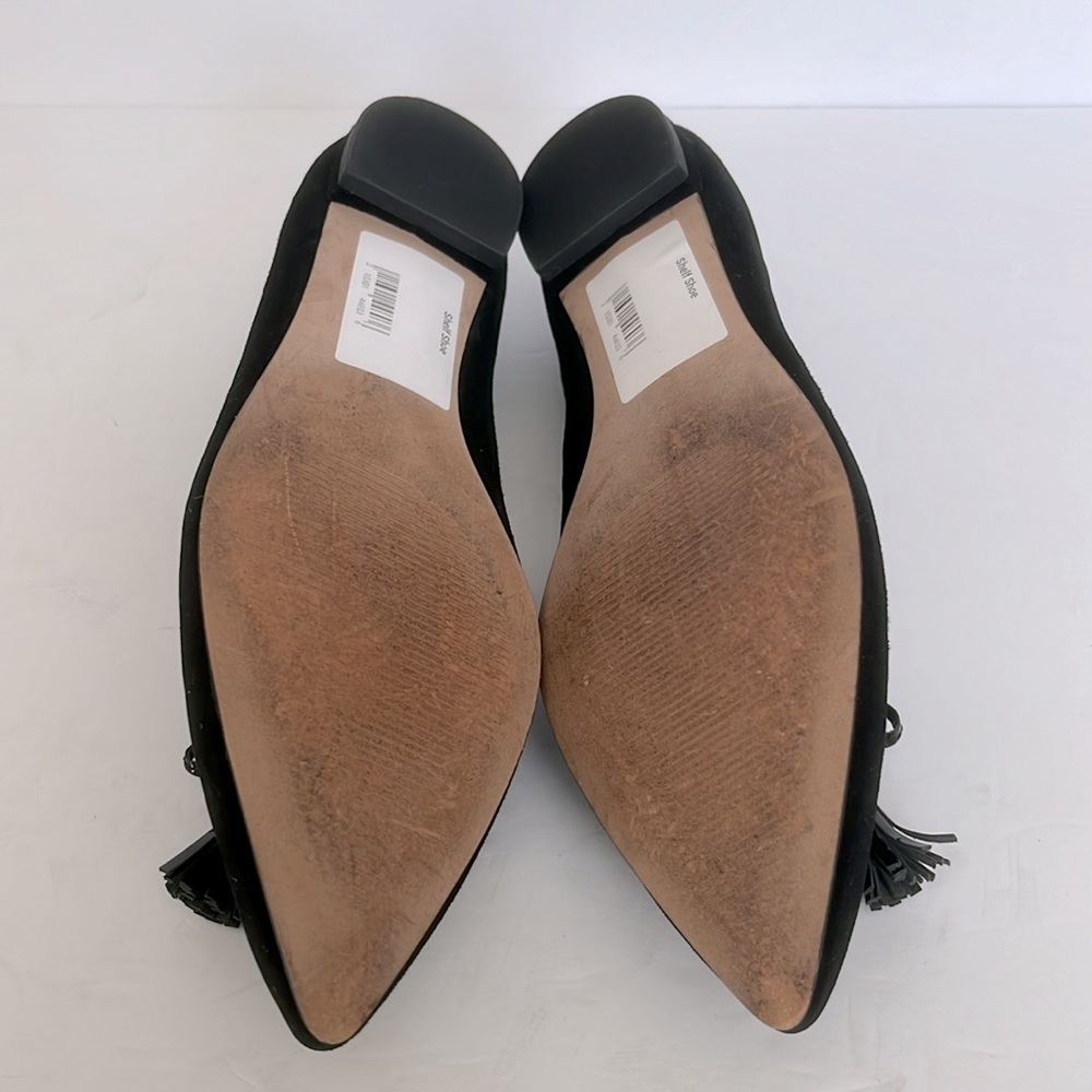 Ann Taylor Women's Tassel Penny Loafer Flat Suede Slip On Black Shoes Size 8.5M - Picture 7 of 7
